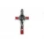 Krzyż metalowy z medalem Św.Benedykta 7 cm.Czerwony